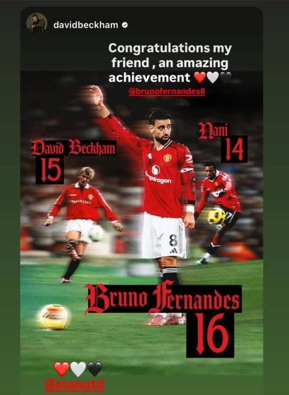 曼联中场闪耀光芒;B费打破尘封纪录;贝克汉姆送上温暖祝福。 体育新闻 曼联中场闪耀光芒;B费打破尘封纪录;贝克汉姆送上温暖祝福。 体育新闻