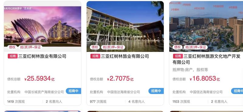 红树林度假品牌债务风波；45亿债权市场化处置路径。