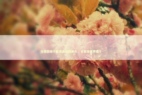 当我想找个能说真话的地方，才发现世界变了